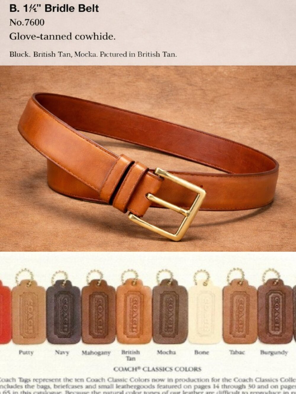 New, Vintage Coach Tan Leather Bridle Belt - Picture 6 of 16